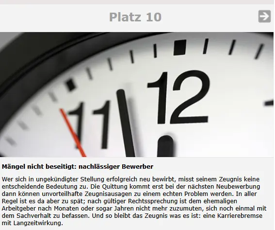 Die TOP TEN der Zeugnismängel